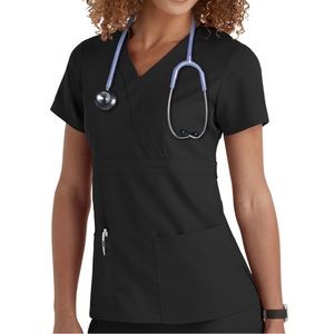 3 Pocket Scrub Mock Wrap Top
